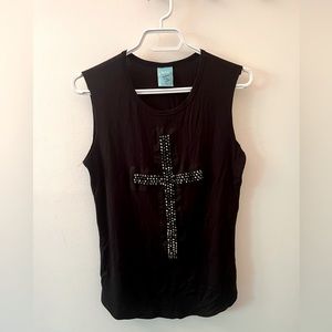 Tank top with studded cross, size S
